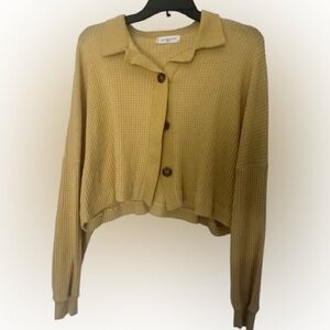 Carly Jean Los Angeles CJLA Addi Button-Up Sweater Cardigan Cropped